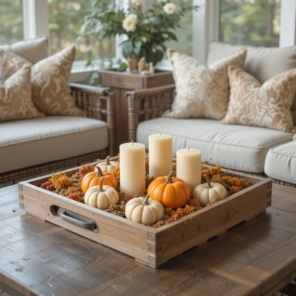 Rustic Wooden Coffee Table Tray