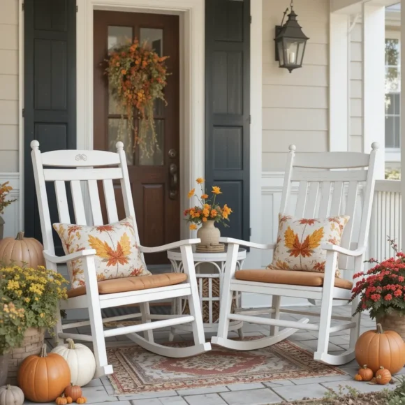 Set Out a Pair of Rocking Chairs With Fall Cushions