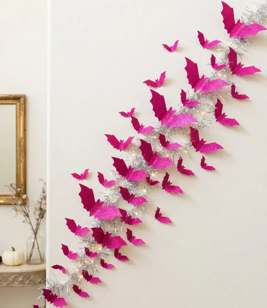 Silver Tinsel & Hot Pink Bats