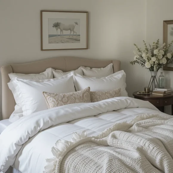 Soft White Bedding with Layers