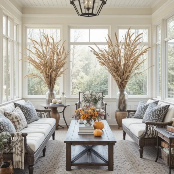 Tall Glass Vases with Dried Branches