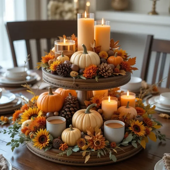 Tiered Tray with Fall Décor
