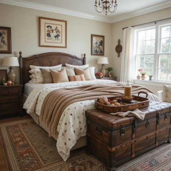 Vintage Trunk at the Foot of the Bed