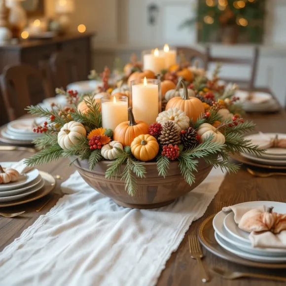 Wooden Dough Bowl Arrangement