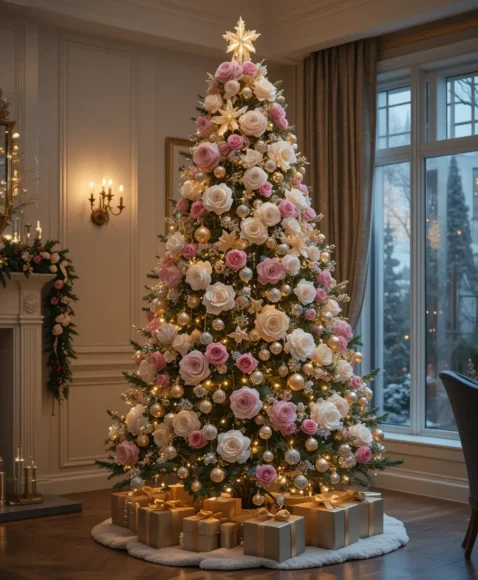 Artificial Glittered Roses for Glamour