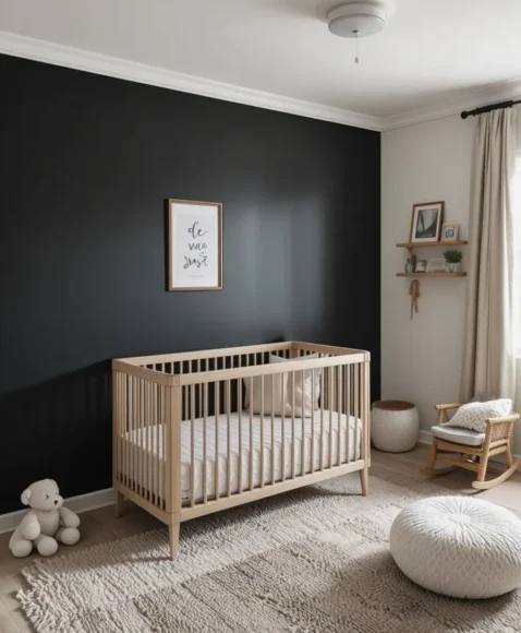 Black Accent Wall with Minimal Decor