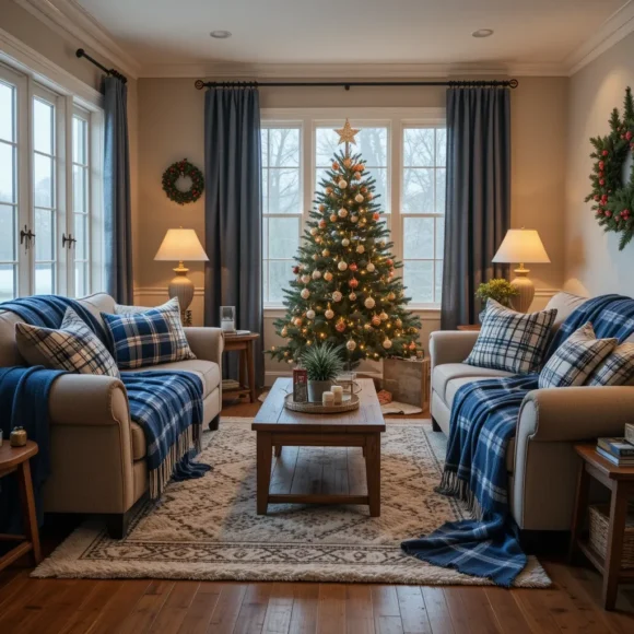 Blue Plaid Throw Blankets