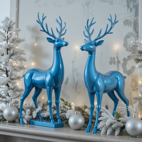 Blue Reindeer Figurines