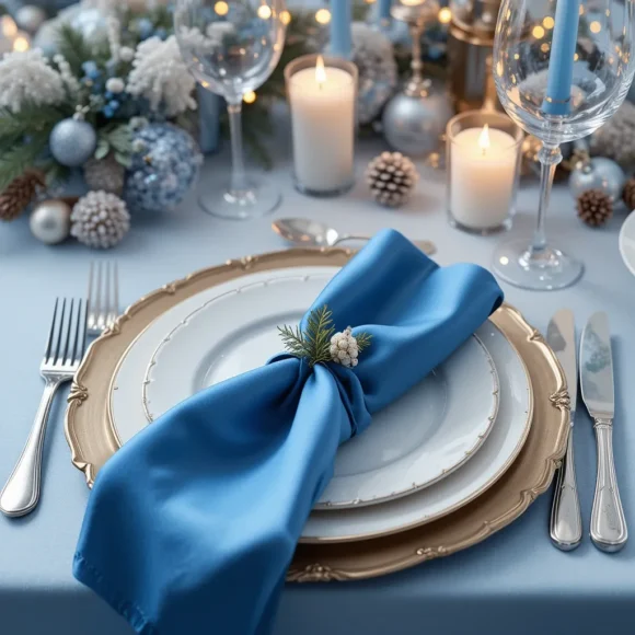 Blue Satin Napkins for Dinner