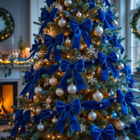 Blue Velvet Ribbon Bows