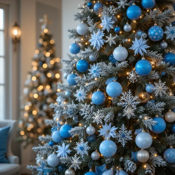 Blue and White Snowflake Accents