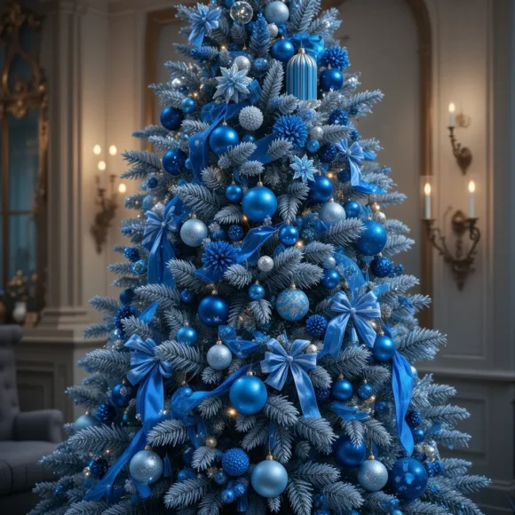 Dark Blue Frosted Pinecones