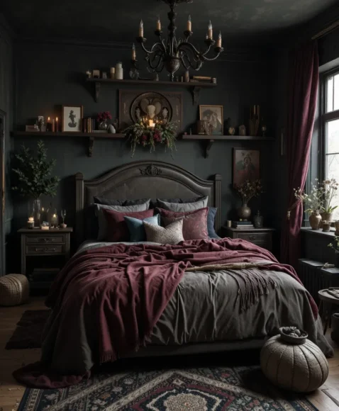 Dark Color Palette with Earthy Tones - Witchy Bedroom Ideas 