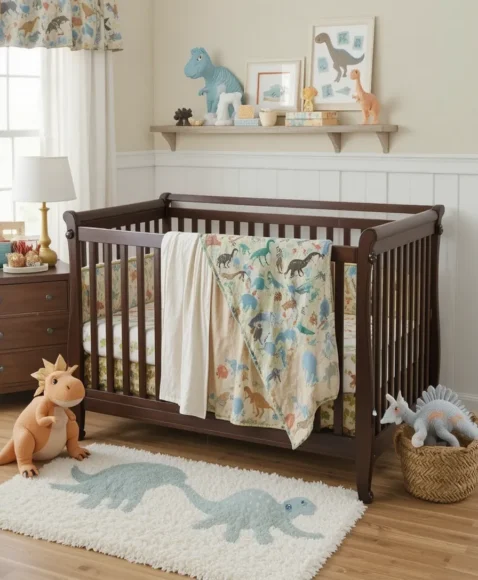 Dino-Themed Crib Bedding