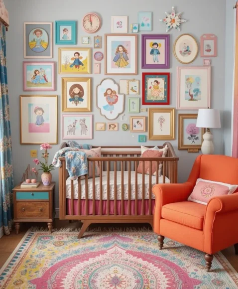 Eclectic Gallery Wall - Eclectic Nursery Ideas