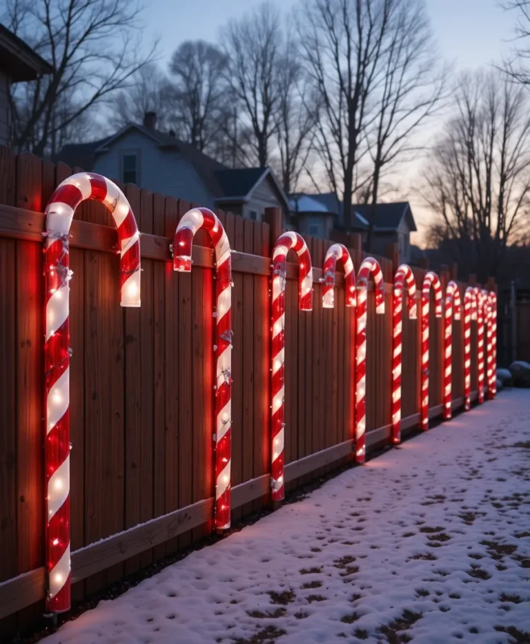Fence Outlines with Candy Cane Colors