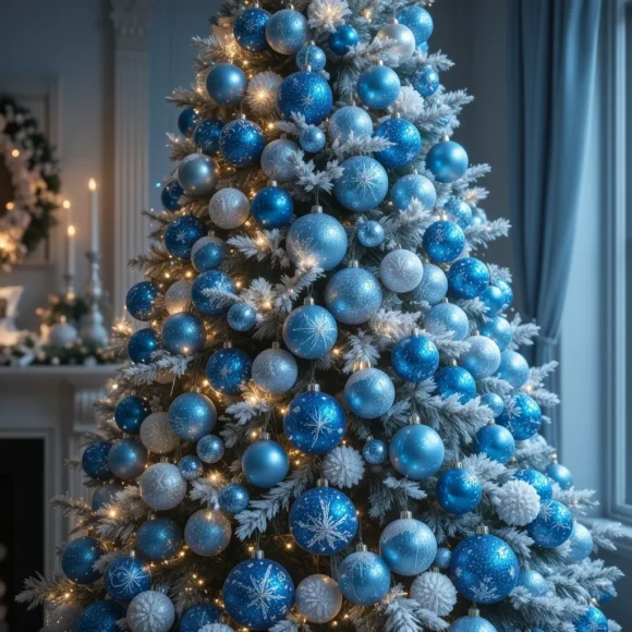Glittery Blue Snowball Ornaments
