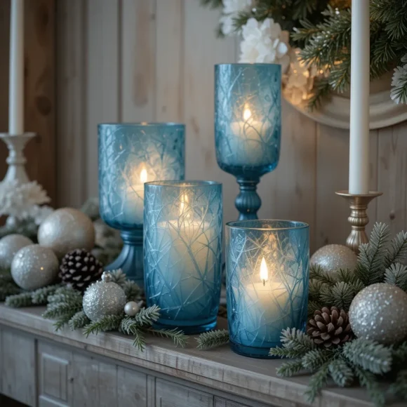 Icy Blue Candle Holders