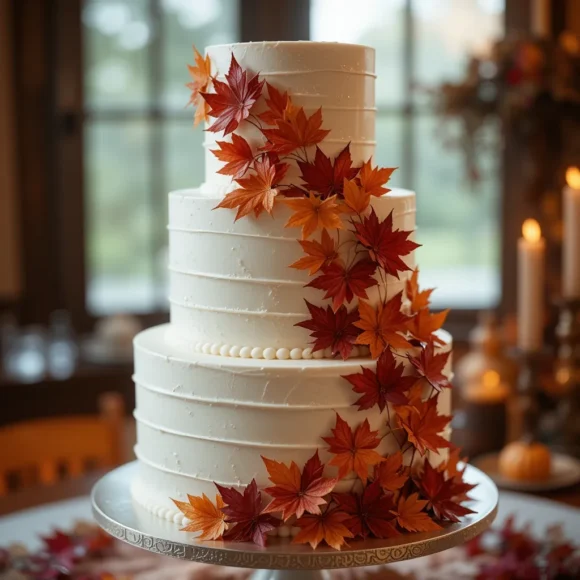 Maple Leaf Fondant Cake