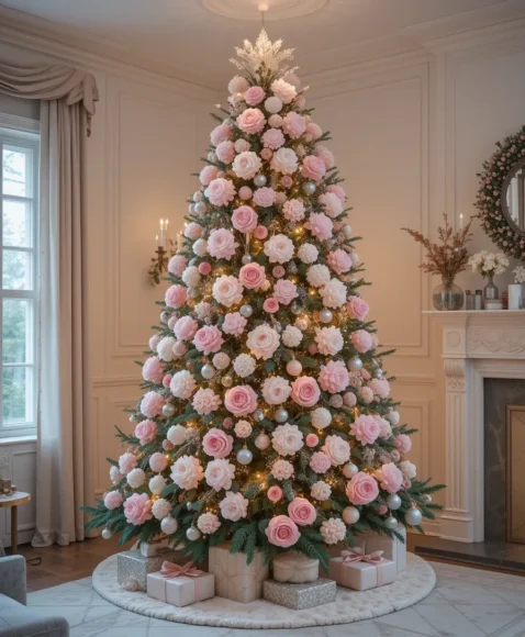 Christmas Tree with Flowers Ideas