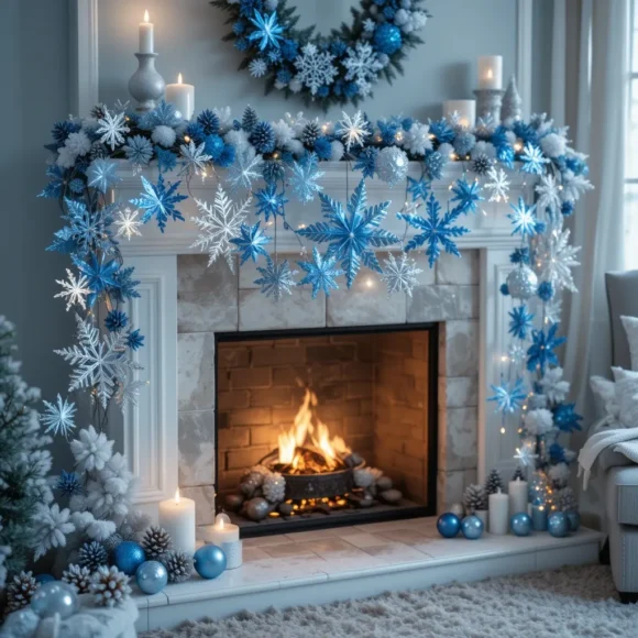 Snowflake Garland in Blue Hues