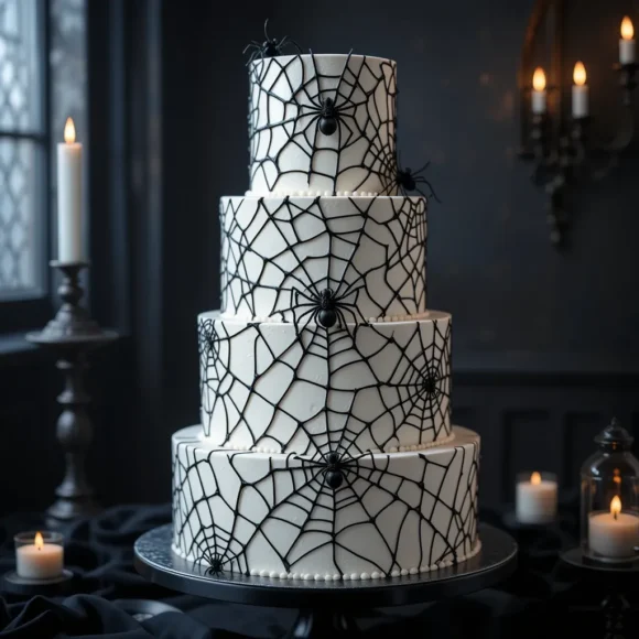 Spider Web Buttercream Cake, Halloween Wedding Cake Ideas