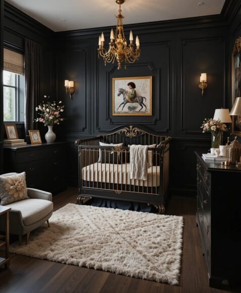 Black and Gold Nursery Accents - Dark Nursery Ideas