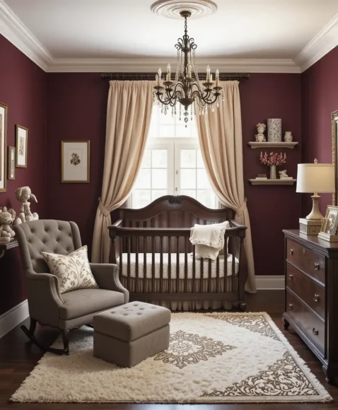 Burgundy Walls with Vintage Charm