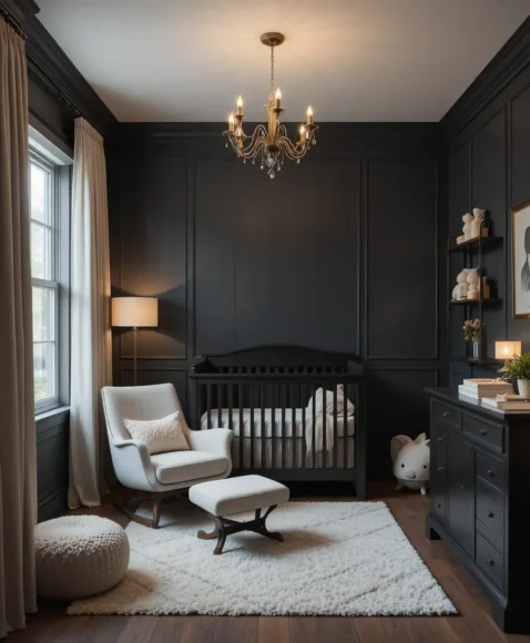 Charcoal Paneling with Soft Lighting