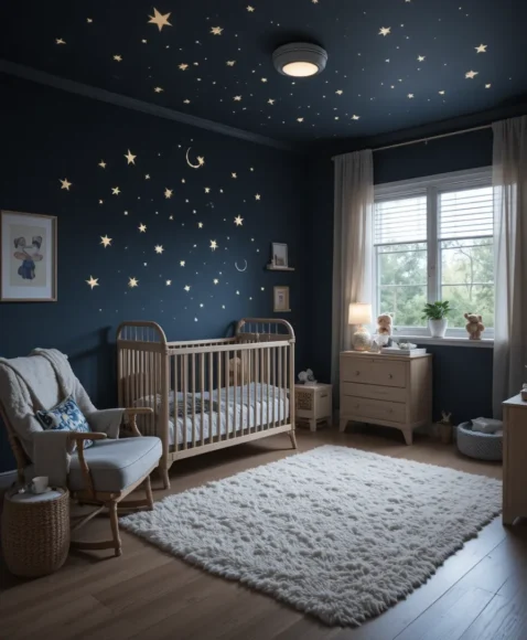 Dark Nursery with Starry Decor