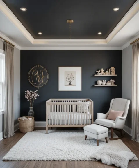 Dark Painted Ceiling with Light Walls
