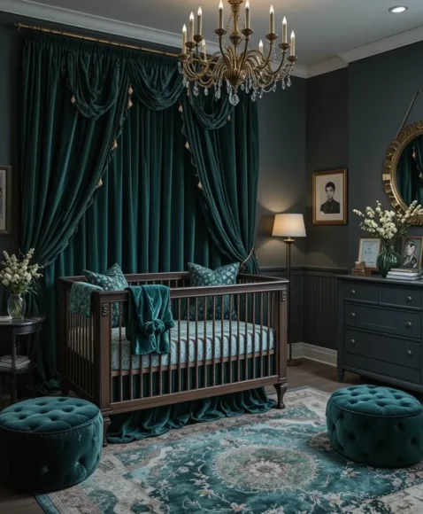 Emerald Green Velvet Accents