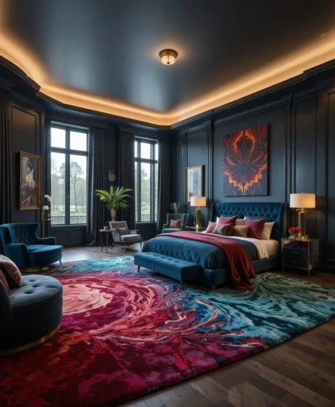 Statement Rug in Jewel Tones