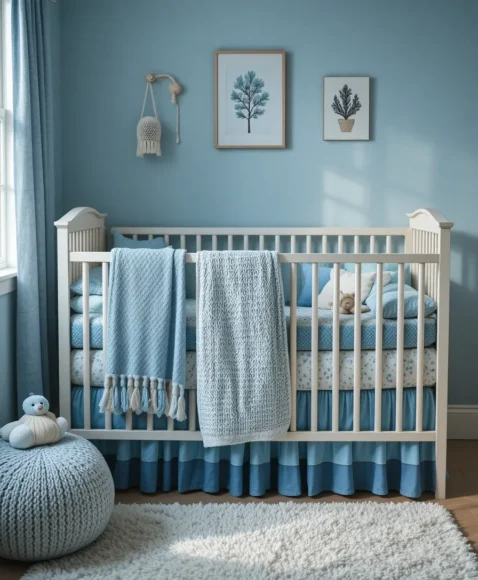 Blue-Themed Crib Bedding