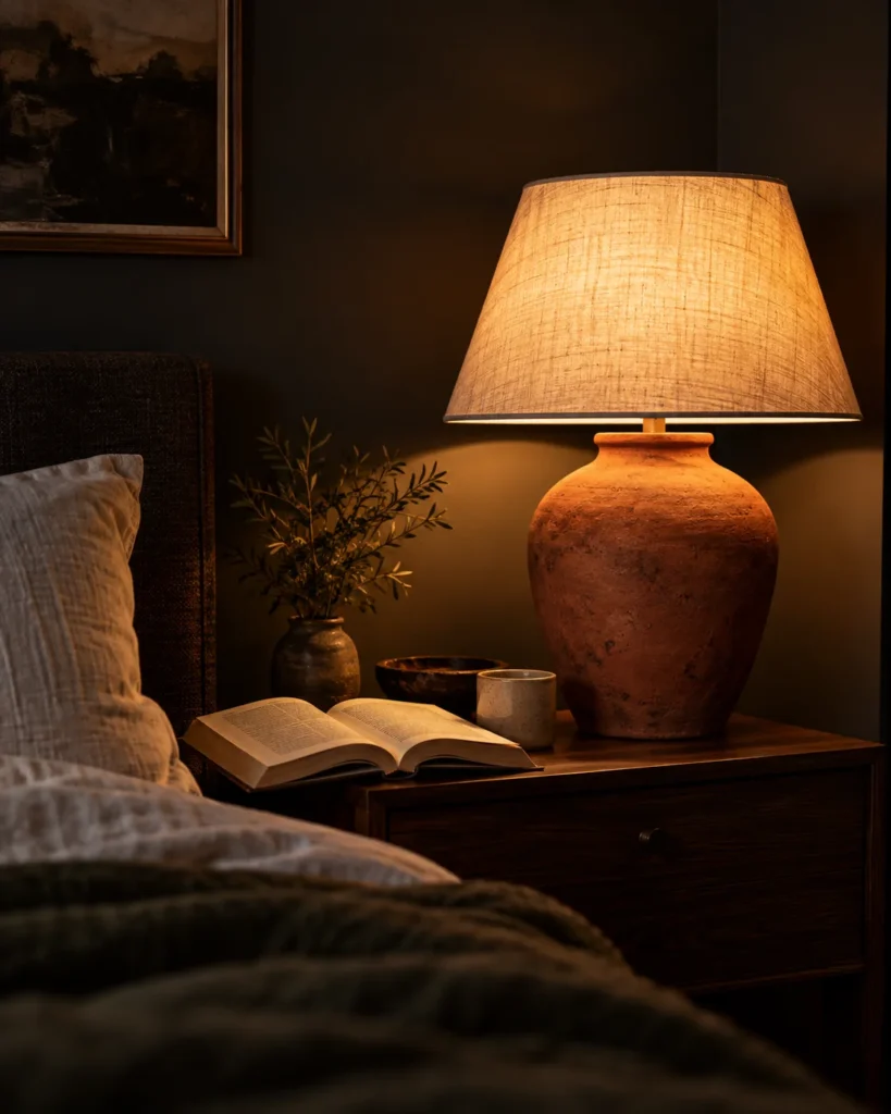 Burnt Terracotta Ceramic Glow in a Dark Room