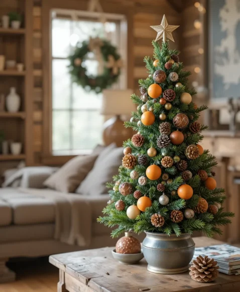 Compact Christmas Tree with Natural Decor