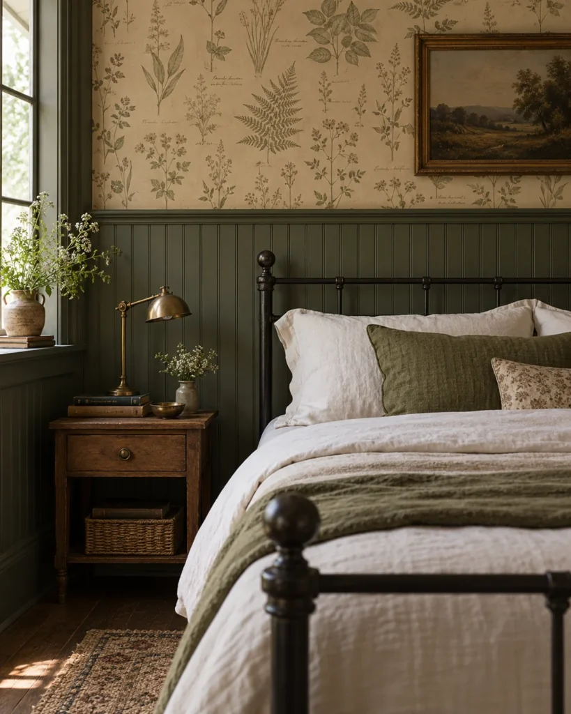 Dark Olive Beadboard Wainscoting