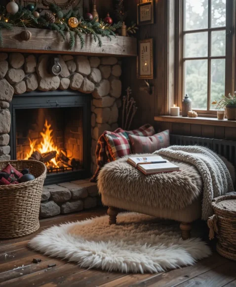 Furry Footstool or Blanket Basket