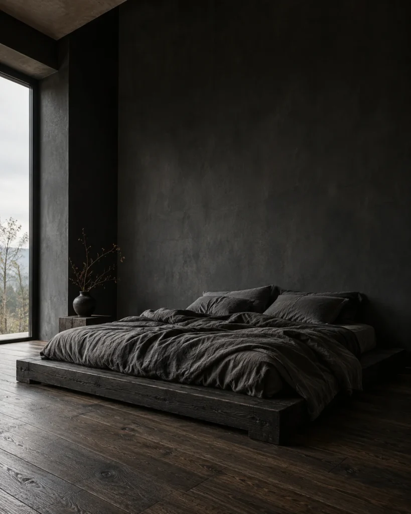 Low-Slung Blackened Timber Bed Frame