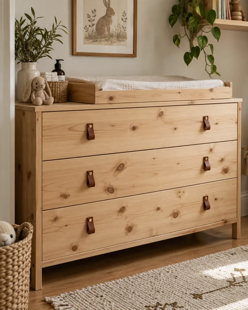 Solid Pine Dresser Hack with Leather Pulls