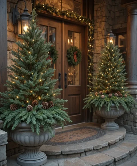 Stone and Greenery Entryway