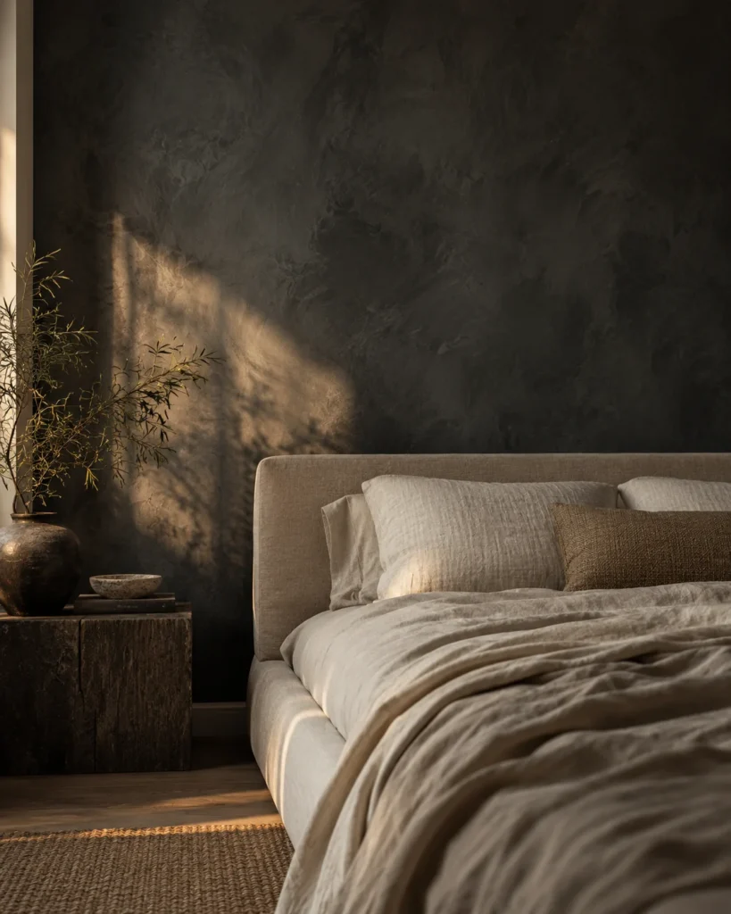 Textured Charcoal Limewash & Roman Clay