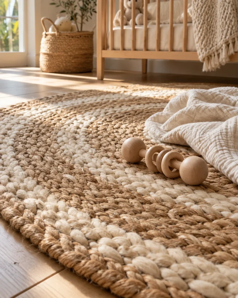 Thick Wool & Natural Jute Braided Area Rug
