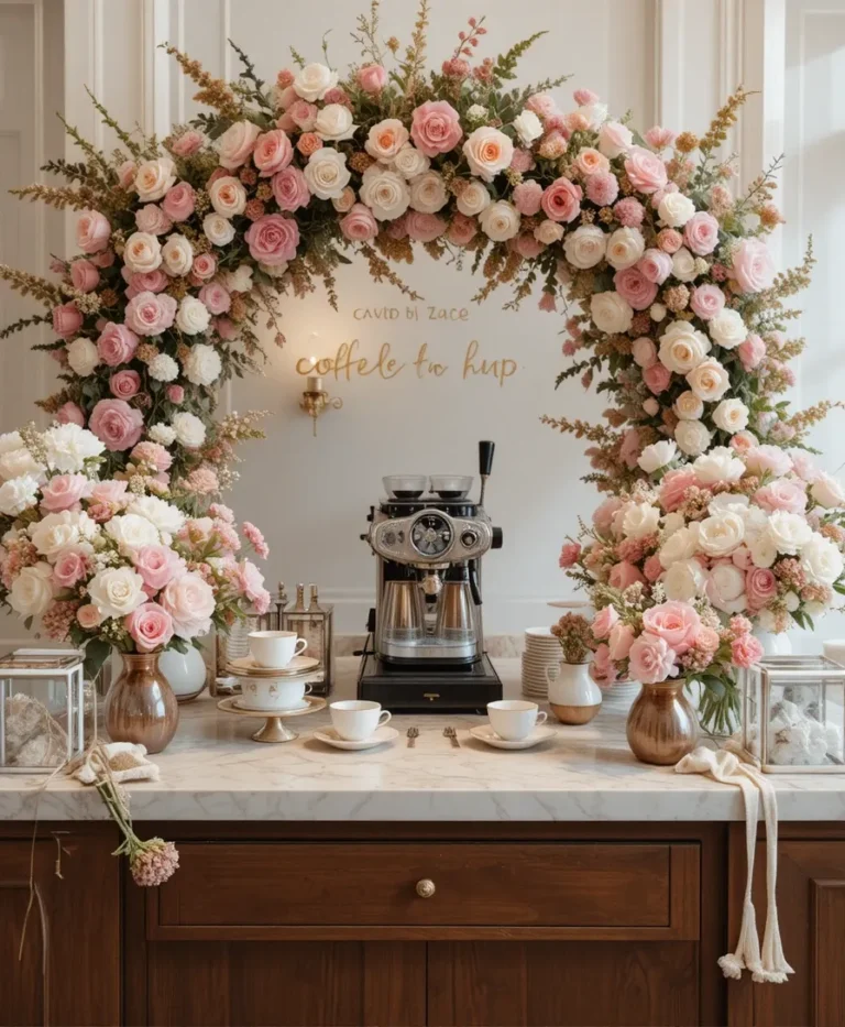 Coffee Bar with Fresh Flowers