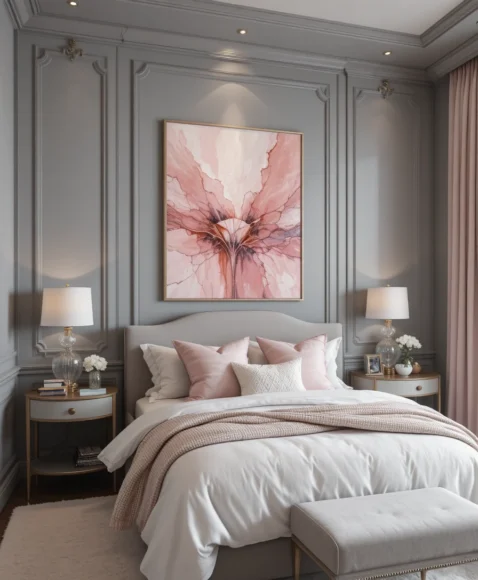 Grey and Pink Bedroom