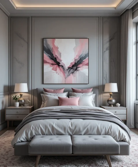 Grey and Pink Bedroom