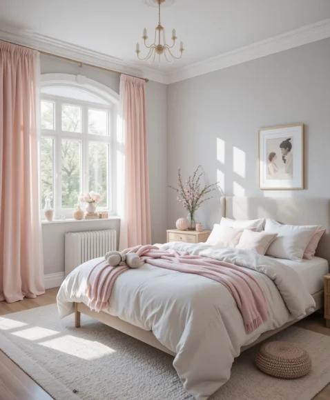 Grey and Pink Bedroom