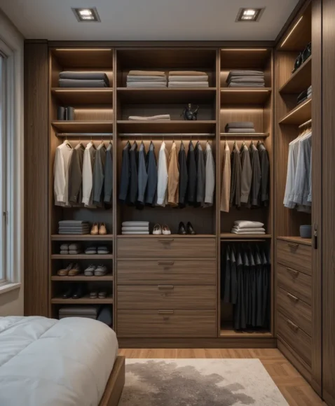 Built-In Closet Wall with Custom Sections