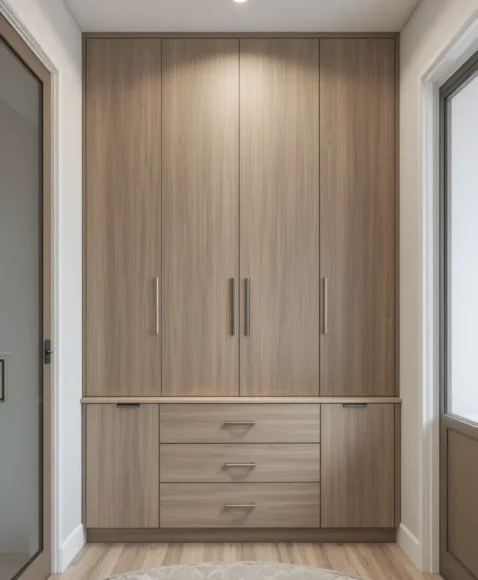 Built-In Closet Wall with Drawer Base