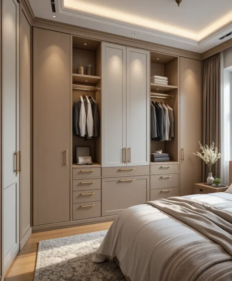 Built-In Closet Wall with Two-Tone Design